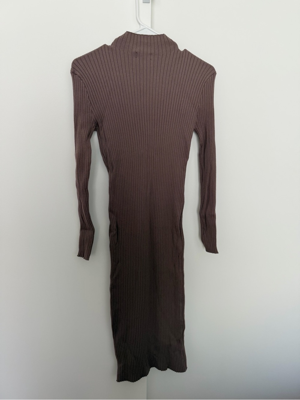 NWT The Workshop Brown Ribbed Knit Midi Sweater Dress Funnel Neck Large - Picture 5 of 6